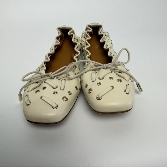 Chloe Oracia Grommet White/Ivory Leather Ballerina Flats Size 36.5 (MSRP $795) - Picture 7 of 9